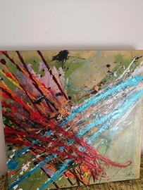 Quadro Olio su tela stile Jackson Pollok 