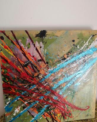 Quadro Olio su tela stile Jackson Pollok 