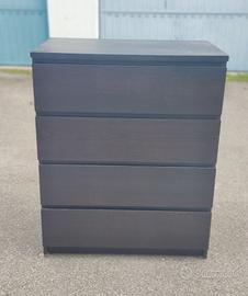 Cassettiera Malm IKEA 4 cassetti marrone nero