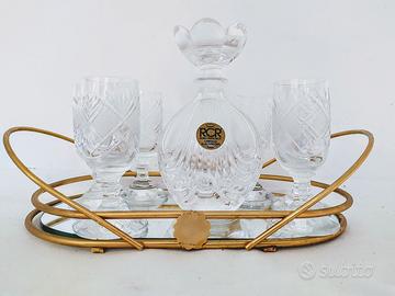 vassoio specchio con bicchieri cristallo 