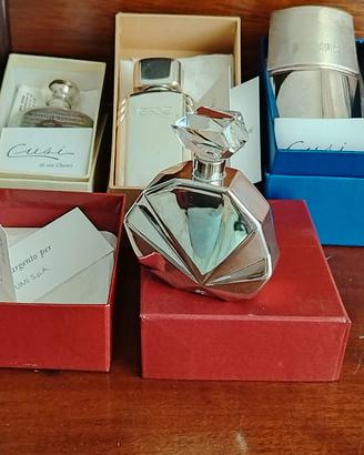 Flaconi argento Versace e Trussardi