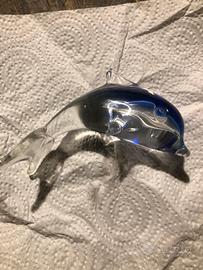 Delino in vetro soffiato con inserti blu