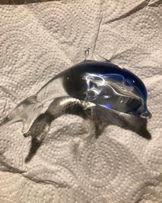 Delino in vetro soffiato con inserti blu