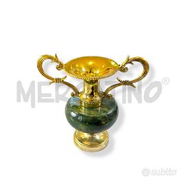 VASETTO VINTAGE IN ONICE VERDE E OTTONE 7 CM