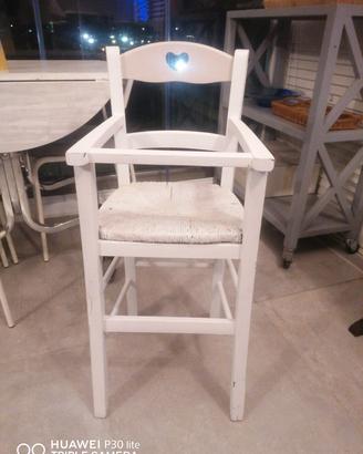 Seggiolone per bambini in legno shabby 