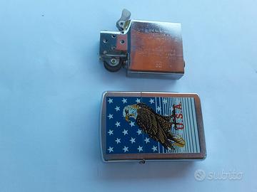 Zippo originale Aquila su bandiera americana