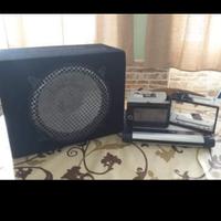 subwoofer radio JVS e amplificatore 