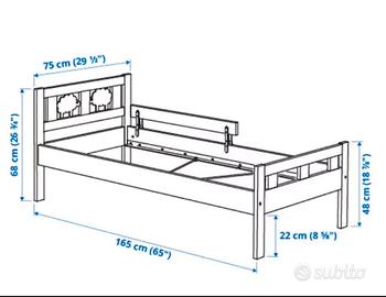 Lettino Bambini Ikea kritter Bianco 70x160cm