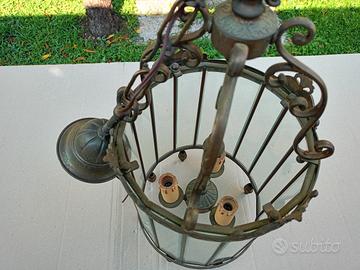 Lampadario vetro/ ottone