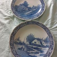 2 grandi piatti da muro olandesi in porcellana