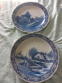 2 grandi piatti da muro olandesi in porcellana