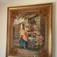 Arazzo 150x120 vintage, cornice dorata