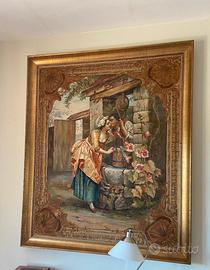 Arazzo 150x120 vintage, cornice dorata