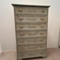 Como’ cassettiera settimino legno verde shabby