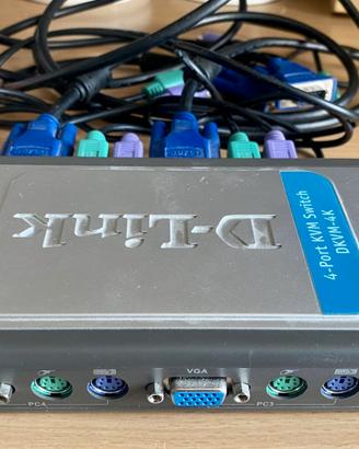 Switch 4 porte KVM - Monitor Tastiera e Mouse PS2