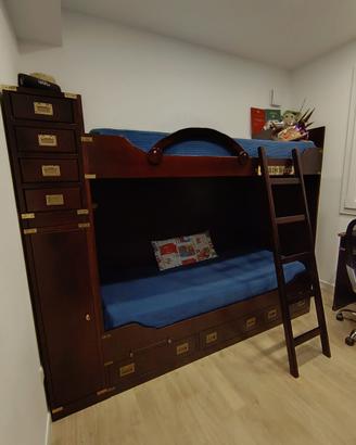 Camera completa in mogano massello stile marina