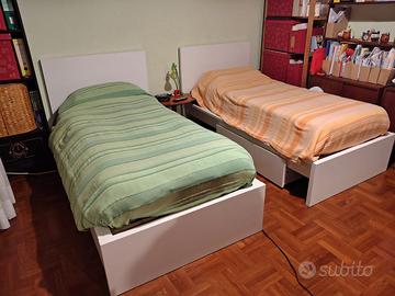 2 letti ikea modello malm con 2 casseti