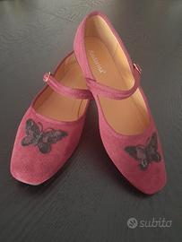 Mary Jane 41 Andarina Bordeaux Boho farfalle nere