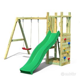 Gioco con Scivolo e due Altalene in legno Funny 3