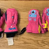 Guanti neve rosa moffole