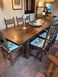 Tavolo massello 90 x 250 con 8 sedie