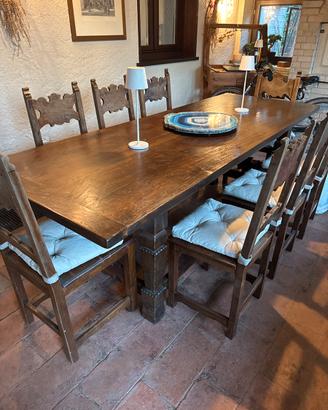Tavolo massello 90 x 250 con 8 sedie