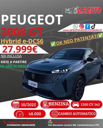Peugeot 3008 Hybrid 145 e-DCS6 GT