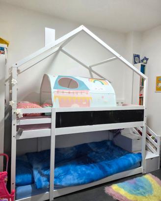 Letto a Castello bambini in Legno Bianco
