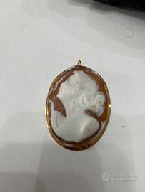 Spilla ciondolo CAMMEO vintage in oro 18 carati -