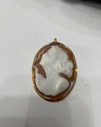 Spilla ciondolo CAMMEO vintage in oro 18 carati -