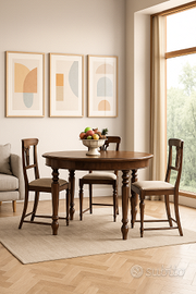 Tavolo rotondo allungabile in noce  massello