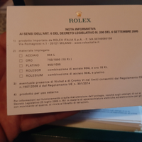 Rolex nota informativa