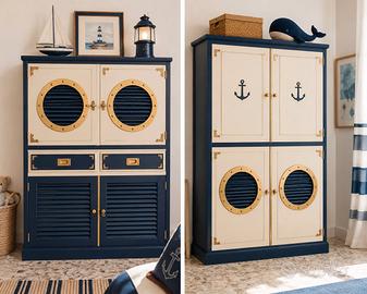 Mobili in legno con dettagli in ottone