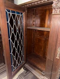 Vetrinetta antica stile Rinascimento Revival noce