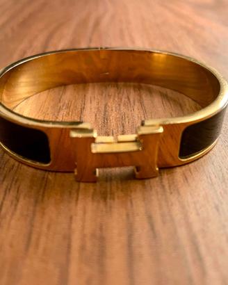 Bracciale Hermès Clic H Nero e Oro Giallo