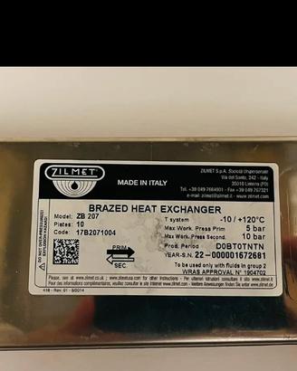 Scambiatore di calore Zilmet a 10 piastre