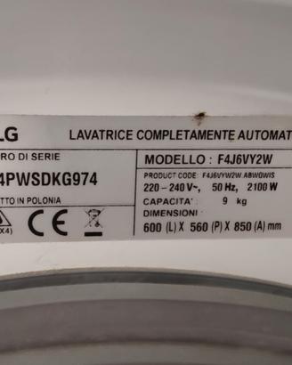 Lavatrice LG F4J6VY2W 9 kg 1400 giri Ferrara ritir