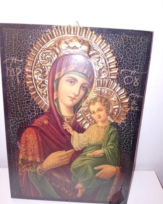 Icona Sacra Madonna col Bambino su legno Nuova 