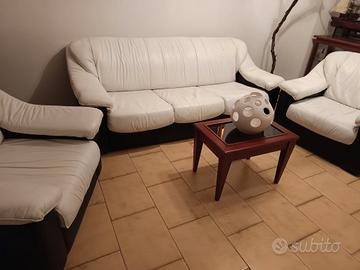 Set divano letto3 posti + 2 poltrone in vera pelle