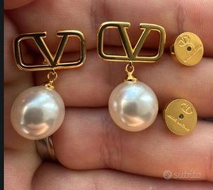 Orecchini oro bianco perla Valentino