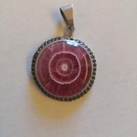 Pendente rotondo in argento e pietra Diaspro