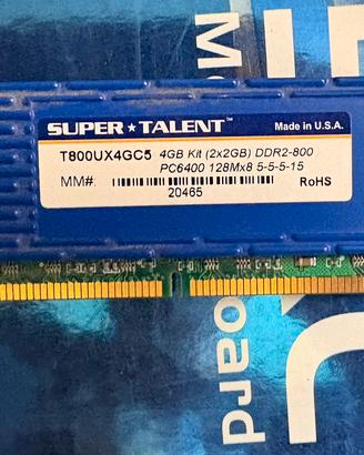 RAM  DDR2 Super Talent 4GB (2x2GB) 800MHz