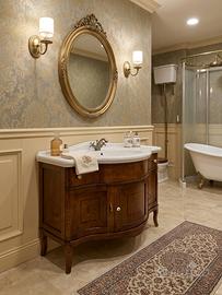 Elegante mobile bagno vintage sagomato con lavabo