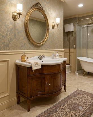 Elegante mobile bagno vintage sagomato con lavabo