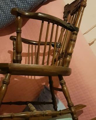 Sedia a Dondolo Antica Windsor Boston Rocker Intag