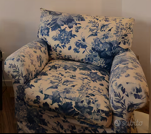 poltrona vintage floreali blu/bianco