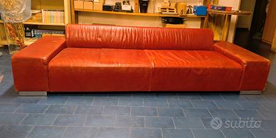 divano in vera pelle rosso vintage - design 