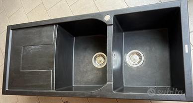 Lavello doppia vasca e gocciolatoio nero Plados