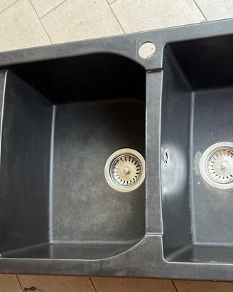 Lavello doppia vasca e gocciolatoio nero Plados