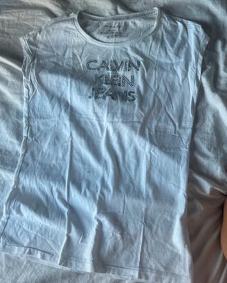 T-shirt calvin klein jeans con logo paillettes